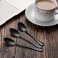 Alheco 6 Ovale Theelepels - 12.3cm - RVS Theelepeltjes - Zwart -Beste Bestek Winkel 1200x1200 18