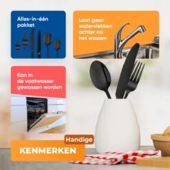 Strex Bestekset 6 Persoons - Zwart - 36-delig - Roestvrij Staal - Lepels, Messen, Vorken En Steakmessen - Hoogwaardige Kwaliteit 13 Strex Bestekset 6 Persoons - Zwart - 36-delig - Roestvrij Staal - Lepels, Messen, Vorken En Steakmessen - Hoogwaardige Kwaliteit -Beste Bestek Winkel 1200x1200 182