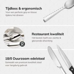 Deleca 8 Persoons Bestekset (48-delig) - Lepels, Messen, Vorken & Steakmessen - Vaatwasserbestendig - Zilver / RVS -Beste Bestek Winkel 1200x1200 224