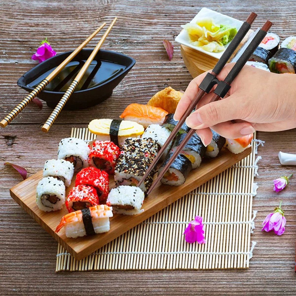 Merkloos 5 Stuks Handige Eetstokjes Houder - Sushi Servies - Herbruikbare Stokjes - Duurzaam - Chopstick Trainers Hulpstuk - Zwart Chopsticks Helper Kinderen 5 Merkloos 5 Stuks Handige Eetstokjes Houder - Sushi Servies - Herbruikbare Stokjes - Duurzaam - Chopstick Trainers Hulpstuk - Zwart Chopsticks Helper Kinderen - Afbeelding 3