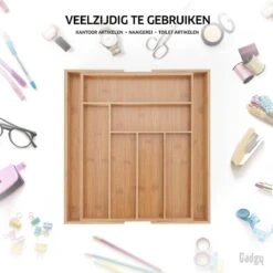 Gadgy Uitschuifbare Bestekbak - Uitschuifbare Bestekcassette Hout - Besteklade - Ladeverdeler - 6/8 Vakken - Bamboe -Beste Bestek Winkel 1200x1200 393