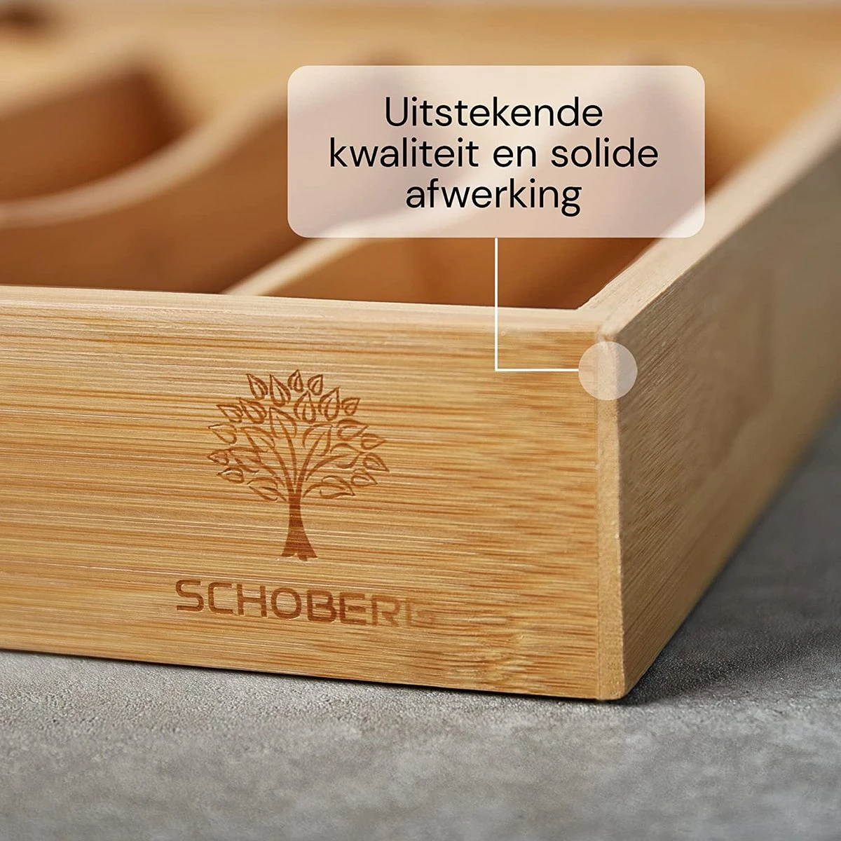 SCHOBERG Houten Bestekbak 34 Cm X 25 Cm X 5 Cm | Bamboe Enkele Keuken Bestekbak | Universele Bestekbak 8 SCHOBERG Houten Bestekbak 34 Cm X 25 Cm X 5 Cm | Bamboe Enkele Keuken Bestekbak | Universele Bestekbak - Afbeelding 6