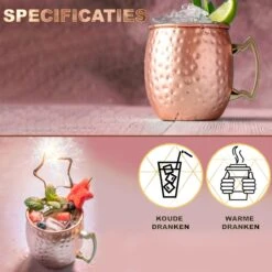 Toivo Moscow Mule Bekers Deluxe 2 Stuks - Brons - 500 Ml - Inclusief RVS Rietjes - Cocktailglas - Bekers -Beste Bestek Winkel 1200x1200 496