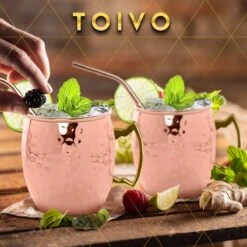 Toivo Moscow Mule Bekers Deluxe 2 Stuks - Brons - 500 Ml - Inclusief RVS Rietjes - Cocktailglas - Bekers -Beste Bestek Winkel 1200x1200 498