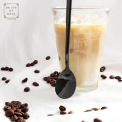 House Of Husk Latte Macchiato Lepels Set - Lange Theelepels - Koffielepels - Longdrinklepels - Sorbetlepels - Barlepel - RVS - 6 Stuks - 20CM - Zwart -Beste Bestek Winkel 1200x1200 50