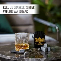 Whisiskey Luxe Whiskey Set - Incl. Whiskey Glas, 4 Whiskey Stones, Onderzetter, Ijstang, Fluwelen Opbergzak, Opbergbox - Whisky Geschenkdoos - Accessoires - Herbruikbare IJsblokjes - Cadeau Voor Man & Vrouw -Beste Bestek Winkel 1200x1200 591
