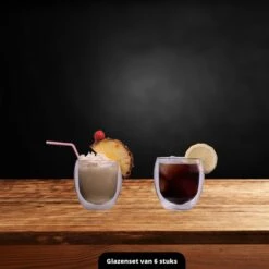 GLAEZ® Dubbelwandige Theeglazen - Set Van 6 Glazen - Latte Macchiato Koffieglazen - Koffiekopjes/Theeglazen - Koffieglas Handgeblazen - Dubbelwandig Koffieglazen - Vaatwasserbestendig - Topcadeaus - Cadeau Voor Haar - 250 Ml - Set Van 6 Glazen -Beste Bestek Winkel 1200x1200 718