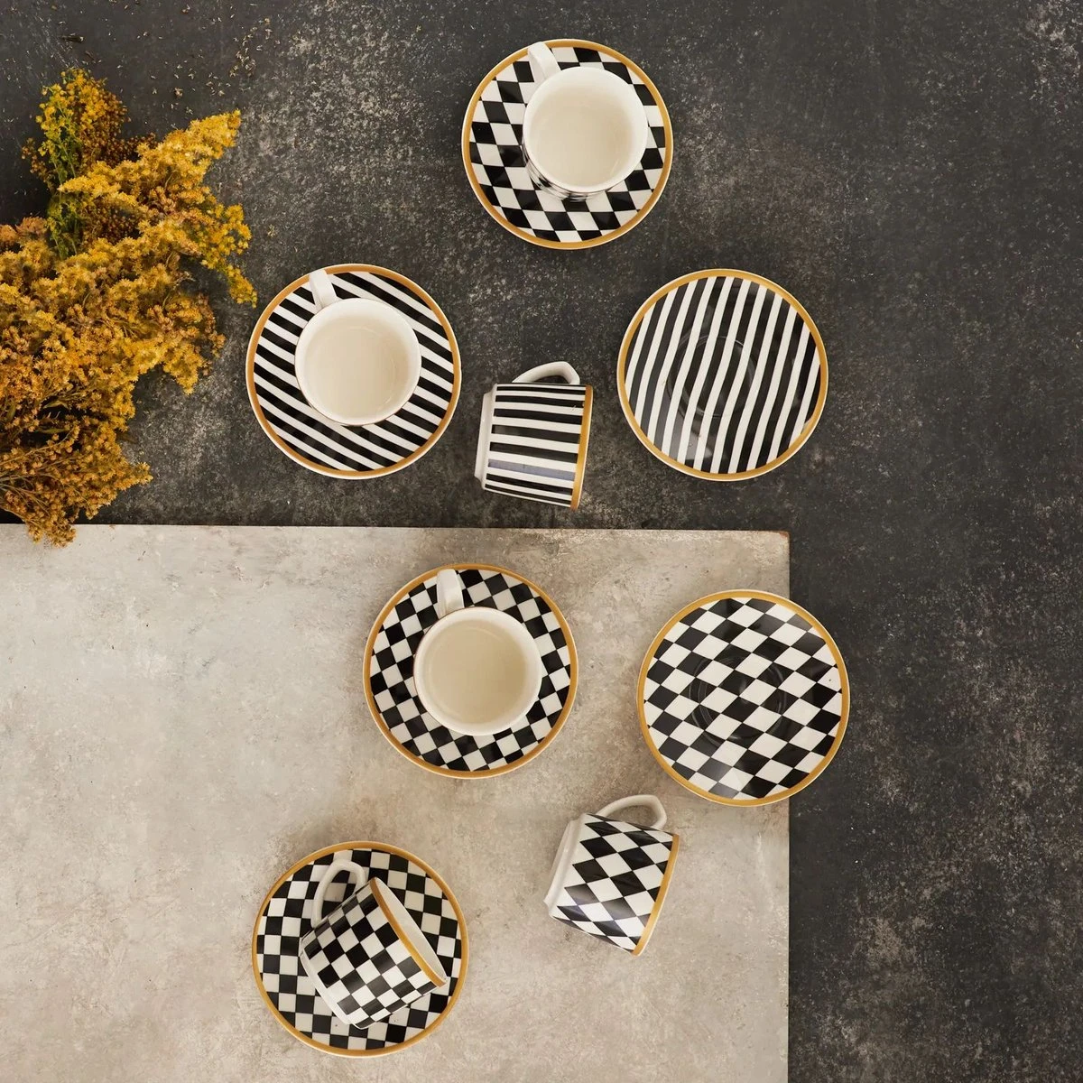 Karaca Chekers Set Van 6 Koffiekopjes 80 Ml 3 Karaca Chekers Set Van 6 Koffiekopjes 80 Ml