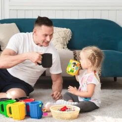 Merkloos Build On Brick Mug - Licht Blauw - 350 Ml - Bouw Je Eigen Mok Met Bouwsteentjes - BPA Vrije Drinkbeker Cadeau Voor Kinderen Of Volwassenen - Koffie Thee Limonade Of Andere Dranken - Pennenbeker - Creatief Accessoire Voor Op Bureau -HnD -Beste Bestek Winkel 1200x1200 914