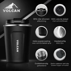 Volcan RVS Koffiebeker To Go - Thermosbeker - Theebeker - Coffee - Zwart -Beste Bestek Winkel 1200x1200 934