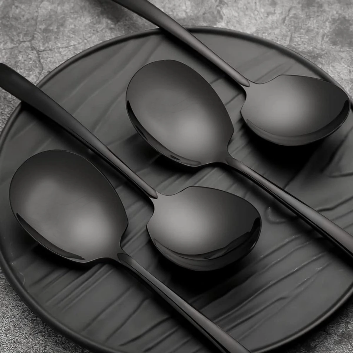 House Of Husk® Opscheplepel Set - Zwart - Serveerlepel - Groetelepel - Aardappellepel - 21cm - RVS - 4 Stuks 6 House Of Husk® Opscheplepel Set - Zwart - Serveerlepel - Groetelepel - Aardappellepel - 21cm - RVS - 4 Stuks - Afbeelding 4