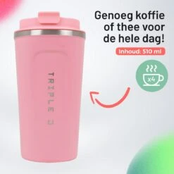 Triple J® Koffiebeker To Go - Thermosbeker - BPA & Lekvrij - 510ml - Roze -Beste Bestek Winkel 1200x1200 951