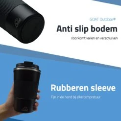 GOAT Outdoor RVS Koffiebeker To Go - Thermosbeker - Theebeker - Reisbeker - Lekvrij - 380ml - Zwart -Beste Bestek Winkel 1200x1200 960