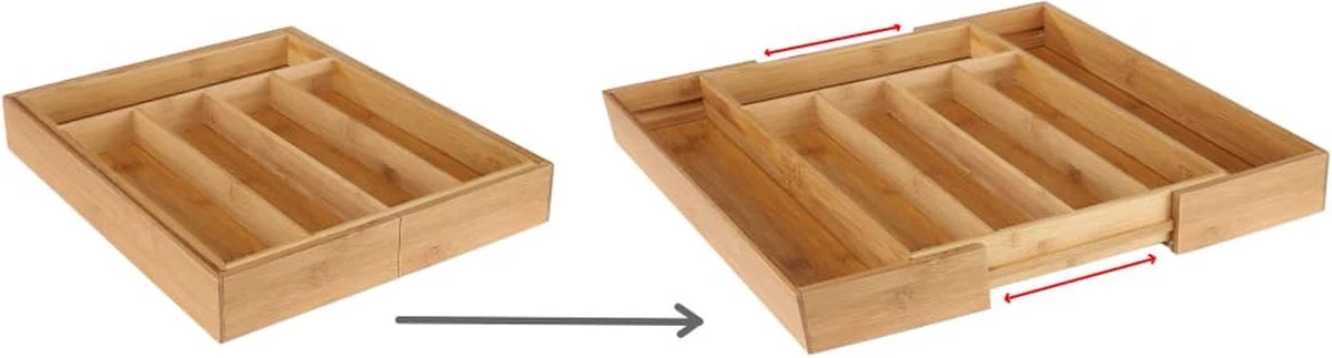 HI Bestekbak Uitschuifbaar Bamboe 3 HI Bestekbak Uitschuifbaar Bamboe