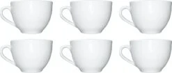 Merkloos Koffie Kopjes – Koffiekopjes – Koffiemokken – Cappuccino – Set Van 6 – Porselein – 250 Ml – Wit -Beste Bestek Winkel 1200x511