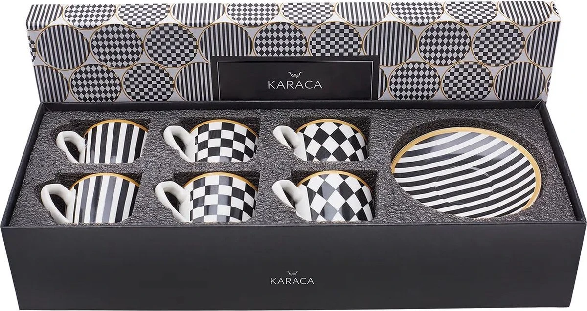 Karaca Chekers Set Van 6 Koffiekopjes 80 Ml 5 Karaca Chekers Set Van 6 Koffiekopjes 80 Ml - Afbeelding 3