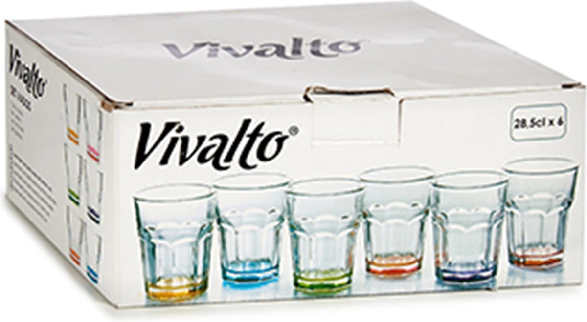Vivalto Waterglazen/drinkglazen - 6x - Kleurenmix - 285ml - 9 X 9,5 Cm 5 Vivalto Waterglazen/drinkglazen - 6x - Kleurenmix - 285ml - 9 X 9,5 Cm - Afbeelding 3