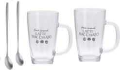 Excellent Houseware Set Van 2x Latte Macchiato Glazen Inclusief Lepels 300 Ml - Koffie Glazen - Cappuccino Glazen -Beste Bestek Winkel 1200x700