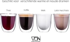 Dubbelwandige Theeglazen Koffieglazen - Cappuccino Glazen - Warme En Koude Dranken Mokken Dubbelwandig - 250 ML - Set Van 2 - VDN 24 Dubbelwandige Theeglazen Koffieglazen - Cappuccino Glazen - Warme En Koude Dranken Mokken Dubbelwandig - 250 ML - Set Van 2 - VDN -Beste Bestek Winkel 1200x719 1