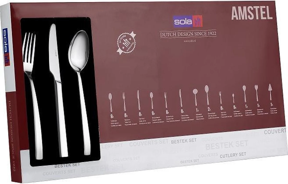 Sola Bestekset Amstel - Economy - 8 Persoons - 70 Delig - Zilver Chroomstaal 18/0 - RVS 5 Sola Bestekset Amstel - Economy - 8 Persoons - 70 Delig - Zilver Chroomstaal 18/0 - RVS - Afbeelding 3