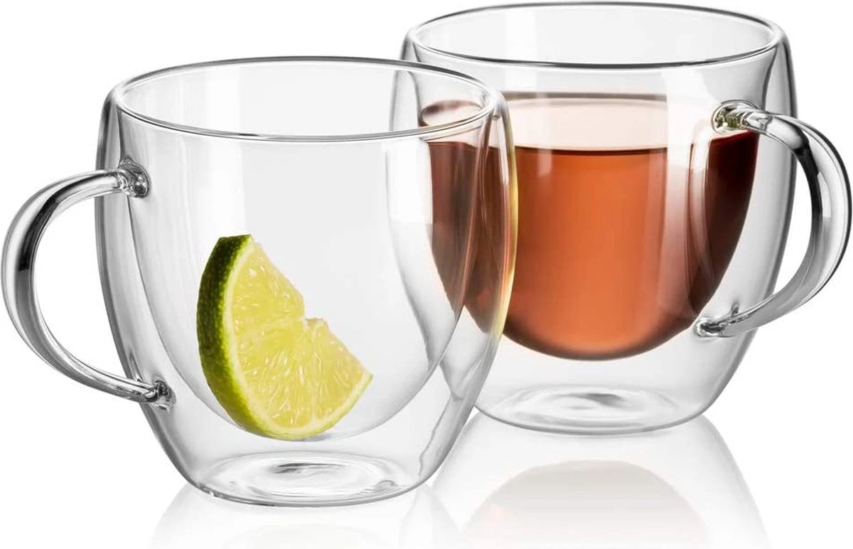 6 Dubbelwandige Glazen Met Oor - ThermischeTheeglazen Dubbelwandig - Koffieglas Handgeblazen - 250 Ml - Set Van 6 Stuks 4 6 Dubbelwandige Glazen Met Oor - ThermischeTheeglazen Dubbelwandig - Koffieglas Handgeblazen - 250 Ml - Set Van 6 Stuks - Afbeelding 2