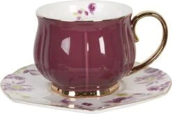 Clayre & Eef Kop En Schotel Set Van 6 250 Ml Meerkleurig Porselein Rond Bloemen Servies Cadeau Voor Haar Cappuccino -Beste Bestek Winkel 1200x792 3
