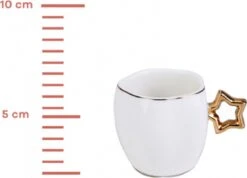 Karaca -Star- Set Van 6 Koffiekopset 80 Ml- Koffiekopjes Voor 6 Personen-Turkse Koffie-Moccakop-espressokop-12-delig, Witgoud, 6 Espressokopjes En 6 Schoteltjes, Mokkakopjes, Porselein, Koffieservies -Beste Bestek Winkel 1200x867 3