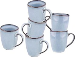 Koffiekopjes - Cappuccino Kop - Theemok - Koffiebeker - Blauw - 320ml - Set Van 6 -Beste Bestek Winkel 1200x904