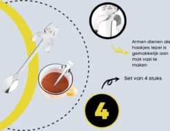 4 Theelepels Hangende Kat - Katten Koffielepel - RVS - Zilverkleurig -Beste Bestek Winkel 1200x930