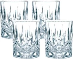 Merkloos Luxe Whiskey / Water Glazen CRYSTAL - Set Van 4 - Transparant - 300 Ml - Set Van 4
