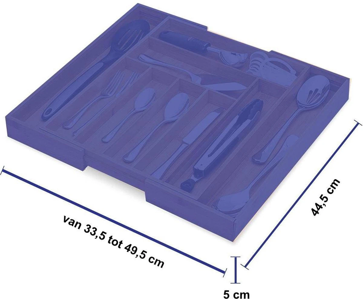 ACAZA Uitschuifbare Bestekbak In Bamboe Hout, Besteklade Met 7 Tot 9 Vakken, Ladeverdeler, Opbergbak, Bestekcassette, Verstelbaar 7 ACAZA Uitschuifbare Bestekbak In Bamboe Hout, Besteklade Met 7 Tot 9 Vakken, Ladeverdeler, Opbergbak, Bestekcassette, Verstelbaar - Afbeelding 5