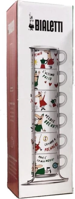 Bialetti Impilabili Italia Espresso Kopjes In Rek 6 Stuks -Beste Bestek Winkel 456x1200