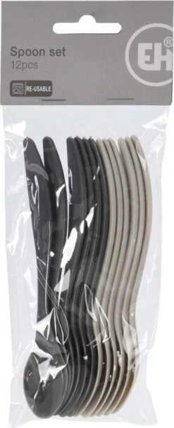 Excellent Houseware 12x Eierlepels Zwart/grijs Kunststof 14 Cm -Beste Bestek Winkel 490x1200 2