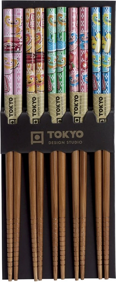 Tokyo Design Studio – Chopstick Set - Komische Draak – Eetstokjes – 5 Paar 3 Tokyo Design Studio – Chopstick Set - Komische Draak – Eetstokjes – 5 Paar