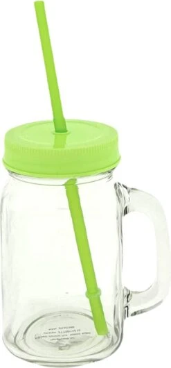 Drinkglas Met Rietje En Deksel - Pul - Mason Jar– 400 Ml – 4 Stuks -Beste Bestek Winkel 559x1200 1