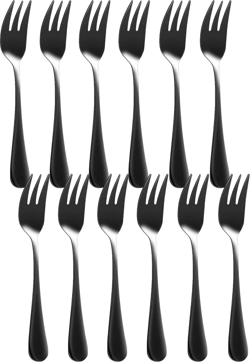 House Of Husk® Gebaksvorkjes - Dessertvorken - Taartvorkjes - Cocktailvorken - Klein Vorkjes - 12 Stuks - RVS - Zwart 3 House Of Husk® Gebaksvorkjes - Dessertvorken - Taartvorkjes - Cocktailvorken - Klein Vorkjes - 12 Stuks - RVS - Zwart