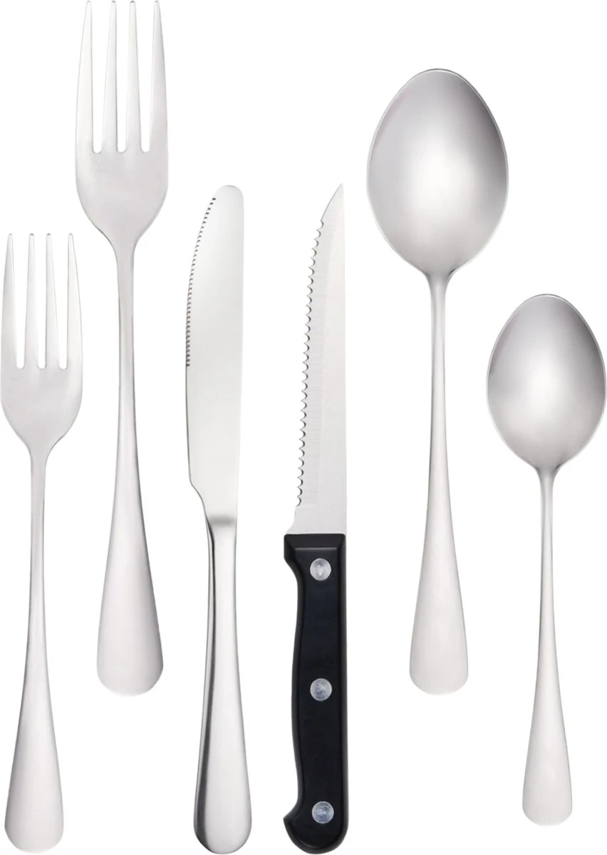 Vivid Green Bestekset (36-delig) - Bestek Set 6 Persoons - Lepels, Messen, Vorken En Steakmessen - Vaatwasserbestendig - RVS 3 Vivid Green Bestekset (36-delig) - Bestek Set 6 Persoons - Lepels, Messen, Vorken En Steakmessen - Vaatwasserbestendig - RVS