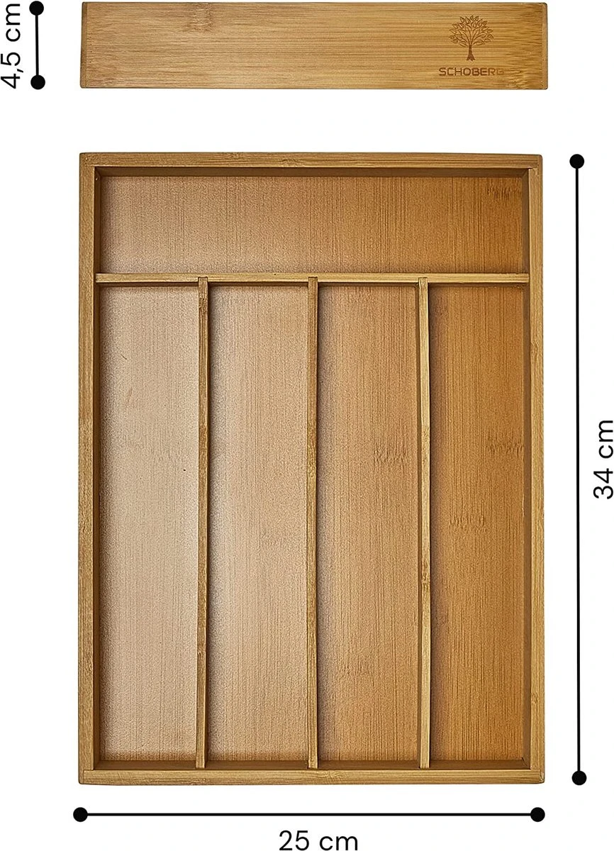 SCHOBERG Houten Bestekbak 34 Cm X 25 Cm X 5 Cm | Bamboe Enkele Keuken Bestekbak | Universele Bestekbak 4 SCHOBERG Houten Bestekbak 34 Cm X 25 Cm X 5 Cm | Bamboe Enkele Keuken Bestekbak | Universele Bestekbak - Afbeelding 2