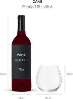 Libbey Wijnglas Cami Rood - 590 Ml / 59 Cl - 6 Stuks - Vaatwasserbestendig - Geen Voetje - Zonder Steel - Modern Trendy -Beste Bestek Winkel 887x1200