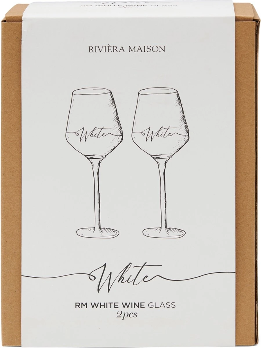 Riviera Maison Wijnglazen Witte Wijn - RM White Wine Glass - Transparant - Set 2 Stuks 5 Riviera Maison Wijnglazen Witte Wijn - RM White Wine Glass - Transparant - Set 2 Stuks - Afbeelding 3