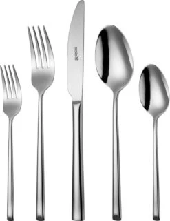 Sola Bestekset Luxor - Modern - 9 Persoons - 90 Delig - Zilverwit Edelstaal 18/10 - RVS - Zilver