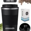 Mmoods Thermosbeker Voor Koffie En Thee 380ml - Koffiebeker To Go - Reisbeker Voor Auto - Herbruikbare Drinkfes Voor Warme En Koude Dranken - Ecologische Thermoskan Zwart Geschenk -Beste Bestek Winkel 960x1200 5