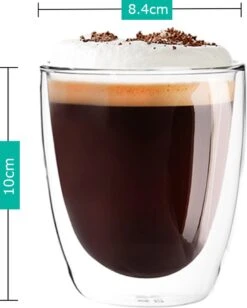Luxe Dubbelwandige Koffieglazen - Latte Macchiato Glazen - Cappuccino Glazen - 300 ML - Set Van 6 -Beste Bestek Winkel 963x1200