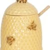 Clayre & Eef Honingpot Met Lepel Ø 11x14 Cm Geel Keramiek Rond Bijen Voorraadpot Deksel Bewaarpot Opbergpot -Beste Bestek Winkel 968x1200