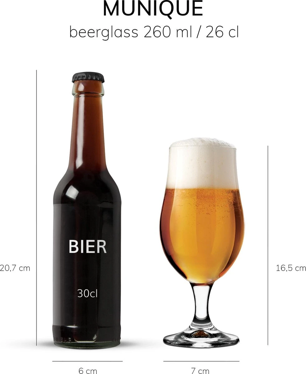 Libbey Munique Bierglas - 260 Ml / 26 Cl - Set Van 6 - Op Voet - Functioneel Design - Hoge Kwaliteit 7 Libbey Munique Bierglas - 260 Ml / 26 Cl - Set Van 6 - Op Voet - Functioneel Design - Hoge Kwaliteit - Afbeelding 5